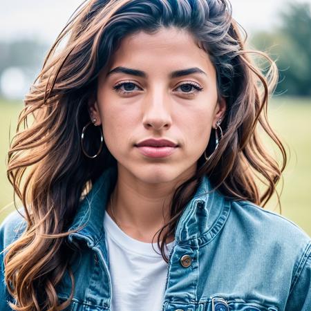 taniaraymonde a woman wearing a sweater, hair blowing in the wind, jeans, outside, park , portrait, (realistic, photo-realistic:1.37), ultra high res, ultra-detailed, incredibly beautiful girl, 8k uhd, dslr, soft lighting, high quality, film grain, Fujifilm XT3