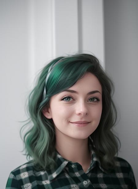 <lora:QNeya:0.5>, QNeya, (green hair:1.25), (blue eyes:1.1), slight smile, casual dressed, (best quality:1. 4), (ultra highres:1. 2), (photorealistic:1. 4), (8k, RAW photo:1. 2), (soft focus:1. 4), (sharp focus:1. 4)