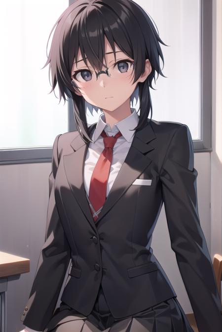 shinoasada, <lora:shinoasada-lora-nochekaiser:1>, 
shino asada, (black eyes:1.5), black hair, hair between eyes, hair ribbon, short hair, sidelocks, glasses, (small breast:1.2),
BREAK blazer, black jacket, black skirt, jacket, necktie, pleated skirt, red necktie, ribbon, school uniform, skirt, tress ribbon,
BREAK looking at viewer,
BREAK indoors, classroom,
BREAK <lyco:GoodHands-beta2:1>, (masterpiece:1.2), best quality, high resolution, unity 8k wallpaper, (illustration:0.8), (beautiful detailed eyes:1.6), extremely detailed face, perfect lighting, extremely detailed CG, (perfect hands, perfect anatomy),