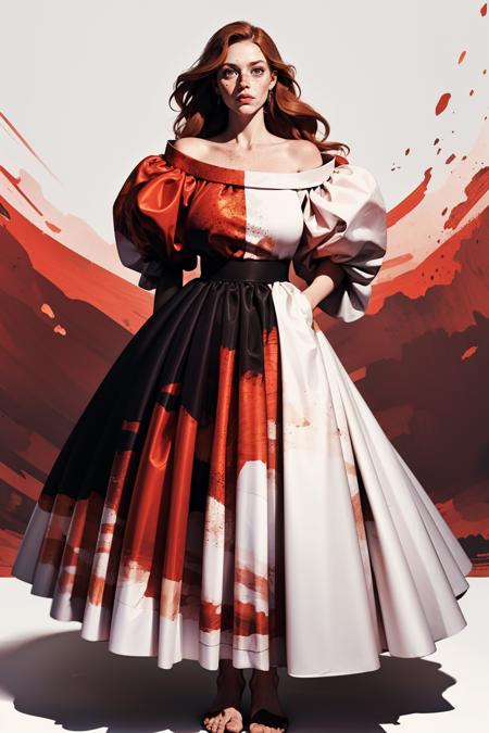 g0r3dr3ss, puffy white red and black dress,