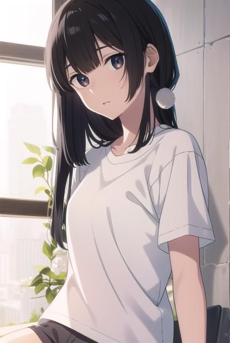 anzuhanashiro, <lora:anzuhanashiro-lora-nochekaiser:1>, 
anzu hanashiro, long hair, bangs, black hair, sidelocks, blunt bangs, (black eyes:1.5),
BREAK shirt, white shirt, short sleeves, shorts,
BREAK looking at viewer,
BREAK indoors,
BREAK <lora:GoodHands-vanilla:1>, (masterpiece:1.2), best quality, high resolution, unity 8k wallpaper, (illustration:0.8), (beautiful detailed eyes:1.6), extremely detailed face, perfect lighting, extremely detailed CG, (perfect hands, perfect anatomy),