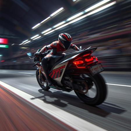 shot from side,it is Biochemical,racing stripes,motion blur,going really fast masterpiece,deep focus,studio lighting,League of Legends Splash Art,hyperdetailed,arcadian,spotlight