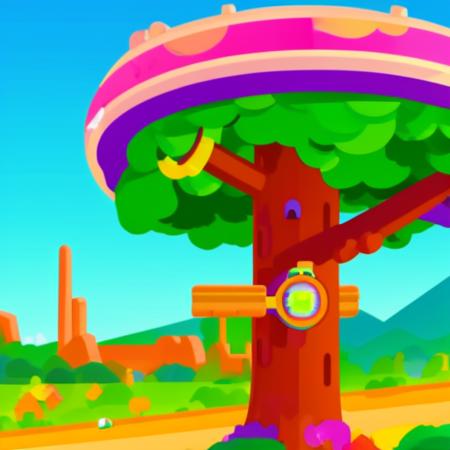 treehouse in kurzgesagt style