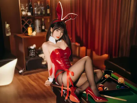 NSFW WAN 2.2 T2V Bunny girl, red patent leather tights, black high stockings, red high heels