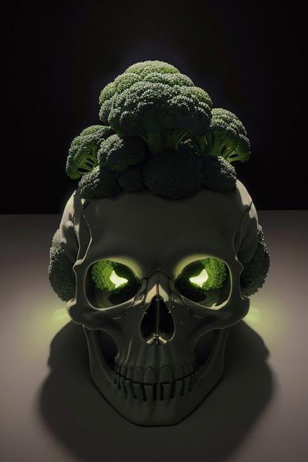 hyperrealistic drawing of a broccoli skull,  intricate,  shading,  (dimly lit:1.5),  background is darkness,<lora:EMS-37230-EMS:0.600000>