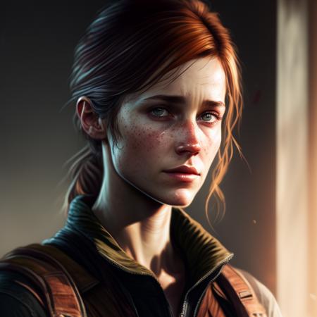 cinematic portrait of a ellie from the last of us ,  award winning, dark light, shading, high quality, detailed  <lora:pdalns:1.2>