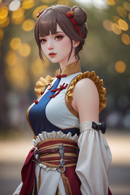 Ultra-realistic 8k CG,masterpiece,best quality,(photorealistic:1.4),HDR,absurdres,Professional,RAW photo,(film grain:1.1),Bokeh,((Depth of field)),raytracing,detailed shadows,1 girl,  <lora:Wanwan-Agile_Tiger:0.8>, wanwan_at