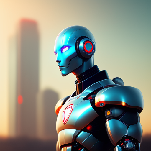 cyborg robot with computer, a character side portrait, realistic, half body shot, sharp focus, elegant