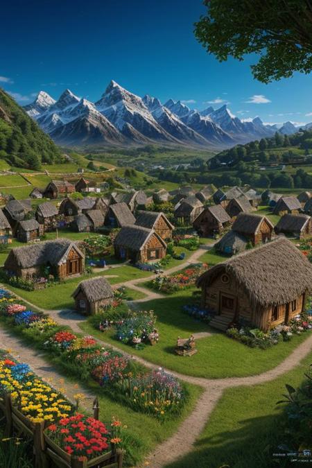 (score_9,score_8_up,score_7_up,score_6_up, photorealism, intricate details, extremely detailed, masterpiece, sharp, high contrast,
anime, masterpiece, intricate:1.3), (best quality, hires textures, high detail:1.2), (4k),(incredibly detailed:1.4), Cinematic Lighting riverside hobbit village full of farms and hobbits with gardens and flowers intricately detailed, true masterpiece, 8k, hdr, vibrant neon, led rgb studio quality OverallDetail
