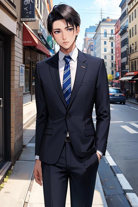 toshirop5t, suit, shirt, necktie, short hair