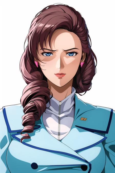 Simple White Background,
blue suit,pencil skirt, white collar,makeup,long sleeves,
<lora:Lucette_Audevie_0083-KK77-V1:0.7>,pink earring,jewelry,lipstick,
blue eyes,drill hair,brown hair,closed mouth,single braid,
<lora:Oda_Non_Style-KK77-V2:0.3>,<lora:more_details:0.1>,
1 girl, 20yo,Young female,Beautiful Finger,Beautiful long legs,Beautiful body,Beautiful Nose,Beautiful character design, perfect eyes, perfect face,expressive eyes,perfect balance,
looking at viewer,(Focus on her face),closed mouth, (innocent_big_eyes:1.0),(Light_Smile:0.3),
official art,extremely detailed CG unity 8k wallpaper, perfect lighting,Colorful, Bright_Front_face_Lighting,White skin,
(masterpiece:1.0),(best_quality:1.0), ultra high res,4K,ultra-detailed,
photography, 8K, HDR, highres, absurdres:1.2, Kodak portra 400, film grain, blurry background, bokeh:1.2, lens flare, (vibrant_color:1.2),professional photograph,
(Beautiful,large_Breasts:1.4), (beautiful_face:1.5),(narrow_waist),