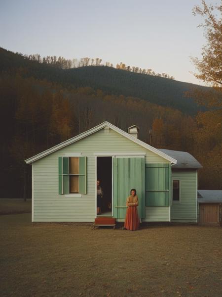 <lyco:ToddHido:1.0> holy family in 2023. Outside. by Balthus and Todd Hido and Stephen Shore and Gregory Crewdson.