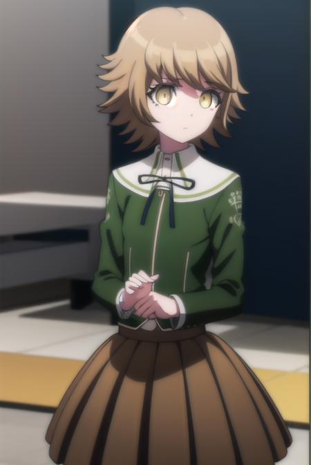 chihirofujisaki, <lora:chihiro fujisaki s1-lora-nochekaiser:1>,
chihiro fujisaki, short hair, bangs, brown hair, (brown eyes:1.3), male focus, otoko no ko,
BREAK skirt, shirt, long sleeves, ribbon, school uniform, jacket, pleated skirt, black ribbon, neck ribbon, brown skirt, green jacket,
BREAK outdoors, classroom,
BREAK looking at viewer, (cowboy shot:1.5),
BREAK <lyco:GoodHands-beta2:1>, (masterpiece:1.2), best quality, high resolution, unity 8k wallpaper, (illustration:0.8), (beautiful detailed eyes:1.6), extremely detailed face, perfect lighting, extremely detailed CG, (perfect hands, perfect anatomy),