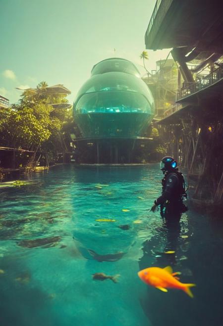 ()Hyoer Realistic:2.0)Polaroid picture 
an image of 
Atlantis, a vibrant underwater city teeming with life, illuminated by glowing bioluminescent plants. Futuristic submarines dock at the city's central hub, surrounded by towering structures and bustling streets. Inhabitants in advanced diving suits move about, interacting with each other and the city's advanced technology. The atmosphere is one of wonder and discovery, with schools of exotic fish swimming through the city's transparent domes.
BREAK
Ultra-realistic landscape of Soneva Jani, Maldives, showcasing its luxurious one- to nine-bedroom island and overwater villas. The scene features pristine waters, lush tropical vegetation, and a serene atmosphere with a clear blue sky and gentle sunlight. Include high-quality photography details, such as a Canon EOS R3 camera, 3-point lighting, and a softbox flash. The image should highlight the resort's unique architecture and the natural beauty of the Maldives.