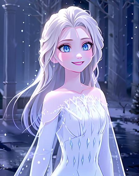 smiling, high detail, cinematic light, (masterpiece)  <lora:snow_queen_elsa:0.7>, snow_queen_elsa