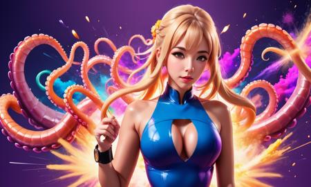 anime artwork <lora:dreamshaperXL10_alpha2Xl10.FFai.lora:1> a digital painting of a woman with blonde hair, 1girl, solo, blonde hair, breasts, long hair, upper body, realistic, lips, nose, medium breasts, makeup, pink background, looking at viewer arafed image of a tablet with a colorful explosion coming out of it, colorful explosion, colourful explosion, an explosion of colors, color explosion, color ink explosion, explosion of colors, explosion of color, explosive colors, colorful octane render, exploding background, explosion of data fragments, dark color. explosions, spectacular splatter explosion, color dispersion, explosion, no humans, gradient background, gradient, purple background, still life, food, simple background, food focus ((model captured by entwined:1.8 big tentacles:1.7))):1.9, shrimp and dipping on a plate with a glass of beer, shrimp, by Randy Gallegos, hyper realisticÐ²ÐÑ, hyper realistic Ð²ÐÑ, prawn, appetizing, food photographyÐ²ÐÑ, super realisticÐ²ÐÑ, high quality food photography, ultra realisticÐ²ÐÑ, ultra realistic Ð²ÐÑ, alabama, mouthwatering, incredibly realistic, high quality photos, beautiful image, warm and joyful atmosphere, professional food photography, fan favorite, outback, no humans, food focus, food, still life, cup, plate, wooden table, realistic, bowl, blurry, table, meat, drink, drinking glass, glass . anime style, key visual, vibrant, studio anime,  highly detailed