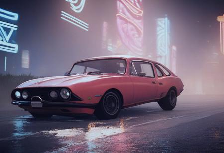 (score_9, score_8_up), score_7_up, ((ssmod)), modified, sports car, ground vehicle, motor vehicle, car, lamppost, neon lights, cinematic, retro
