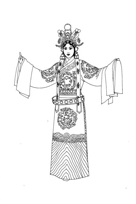 Flux-戏曲线稿-Line drawing of Chinese traditional opera characters-v2 Flux-戏曲线稿-v2