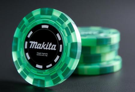 translucent matte poker chips with built-in electronic chip, logo "Makita"