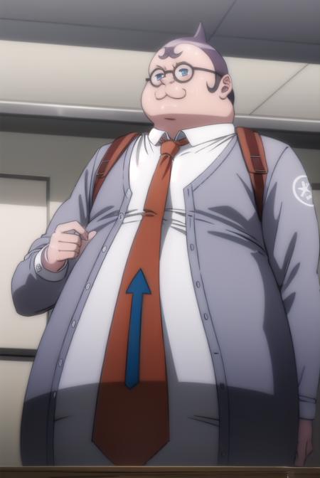 hifumiyamada, <lora:hifumi yamada s1-lora-nochekaiser:1>,
hifumi yamada, male focus, glasses, round eyewear, fat, fat man,
BREAK shirt, jacket, white shirt, open clothes, necktie, collared shirt, red necktie, grey jacket,
BREAK outdoors, classroom,
BREAK looking at viewer, (cowboy shot:1.5),
BREAK <lyco:GoodHands-beta2:1>, (masterpiece:1.2), best quality, high resolution, unity 8k wallpaper, (illustration:0.8), (beautiful detailed eyes:1.6), extremely detailed face, perfect lighting, extremely detailed CG, (perfect hands, perfect anatomy),