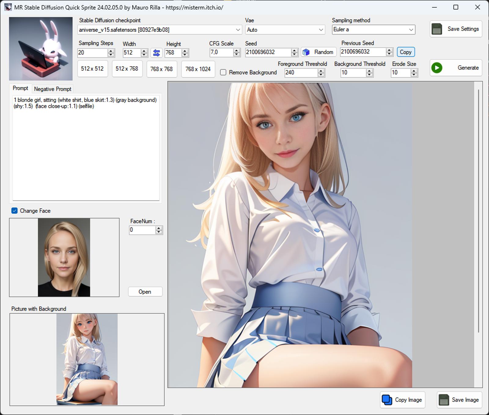 Update Tool "MR Stable Diffusion Quick Sprite" to image generation with background removal