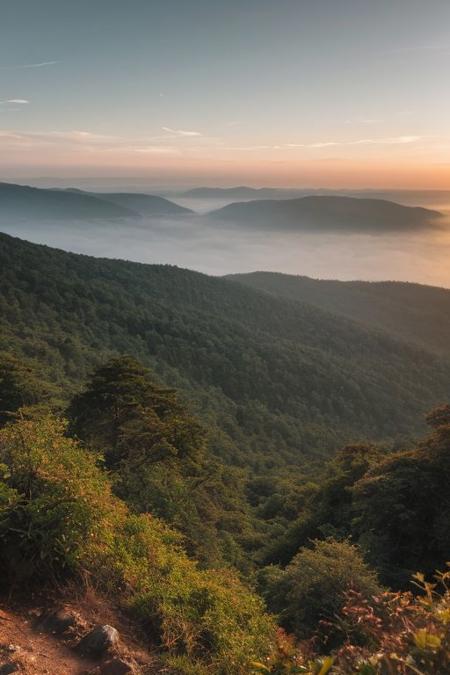 raw photo, a sunset landscape, (Hyrcanian Forests: 1.39) (temperate-rainforest), Iran, Caspian sea, cozy, photorealistic, high detailed texture, 8k uhd, dslr, soft lighting, high quality, film grain, Fujifilm XT3, Sony A7 IV, highly detailed photography, (muted colors, cinematic, dim colors, soothing tones:1.2), vibrant, insanely detailed, hyperdetailed, (dark shot:1.2), (vsco:0.3), (intricate details:0.9), (hdr, hyperdetailed:1.2) (highest coherency: 1.39) (highest quality: 1.39) (rule of Thirds) (award winning) (breathtaking) (masterclass) (vibrant color: 0.79) (mist: 0.79) (distant sea: 1.29) (steep rocky hills: 0.89) (sharp focus foreground), (perfect: 1.1) (shepherds path)
