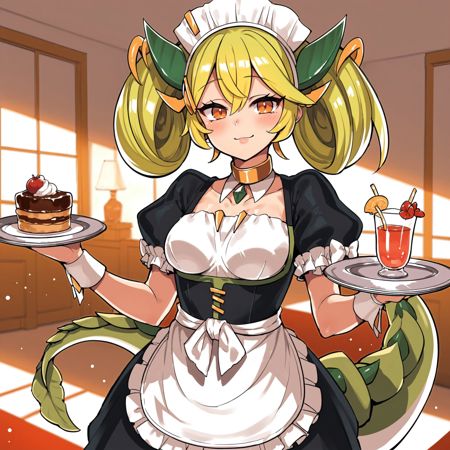 Parlor Dragonmaid green hair horn maid