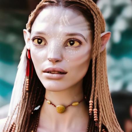 Portrait of a ((stunning)) woman <lora:neytiri1-10:0.8>  <lora:eliolsen1-10:0.6> mouth slightly open , high quality, 4K, photorealistic, realistic skin texture, gorgeous, angelic, ethereal, exotic, sexy