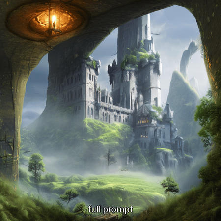 castle, high mountains, elvish architecture, painted_landscape