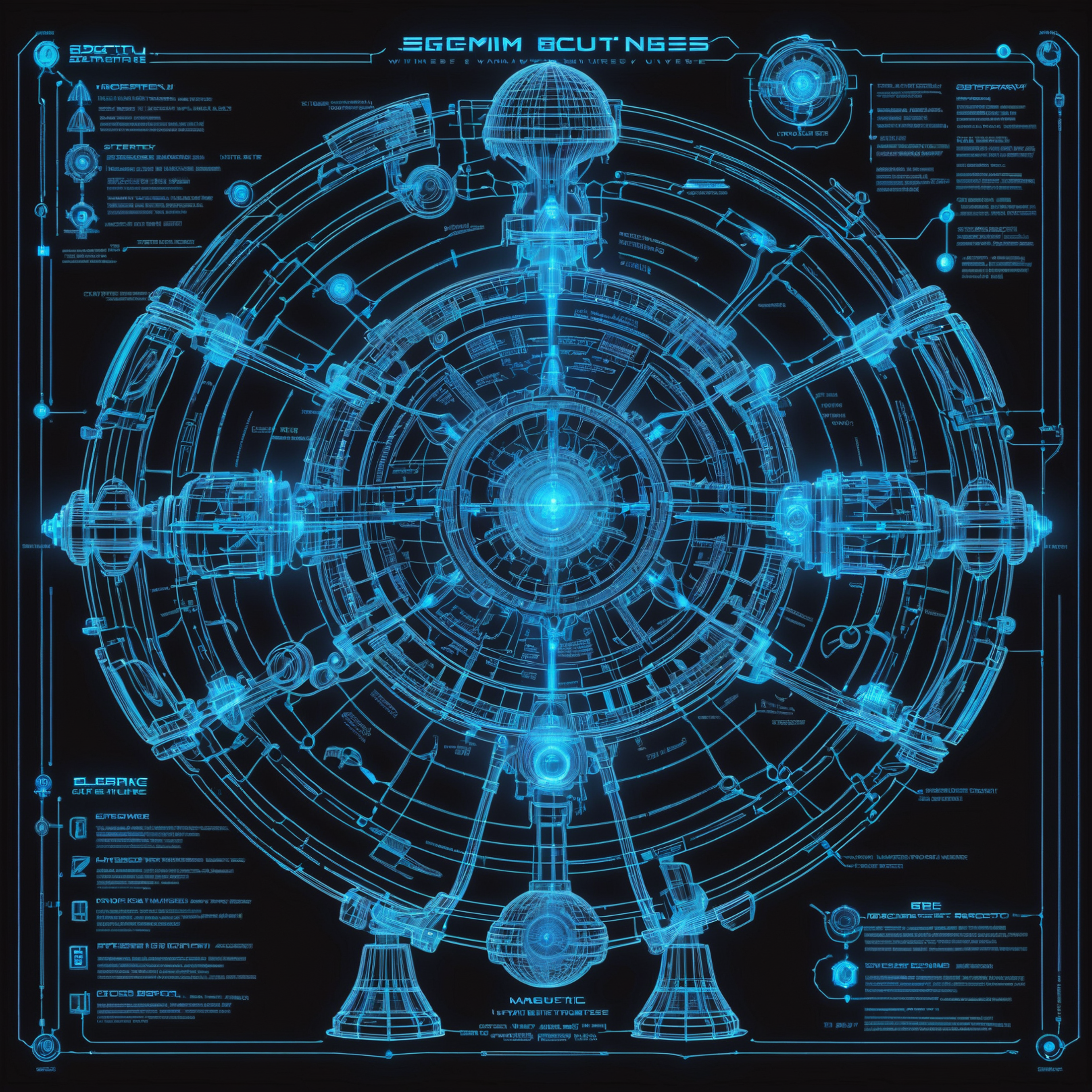glowing blue on black 3d wireframe, diagram, cyberpunk, scifi, Majestic,whimsical fantasy arcology at the end of the unive...