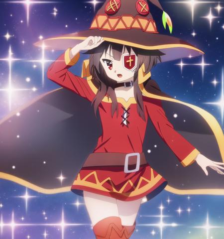 sparkle; Megumin, eyepatch, posing;