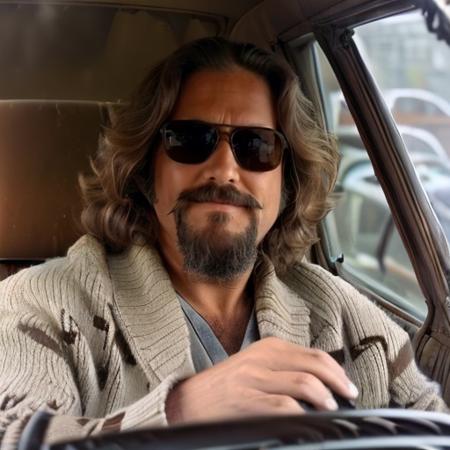 (((a man drivin an old car:1.2, upper body))) <lora:TheDudeLora:0.8> facial hair, beard, 1boy, male focus, realistic, mustache, brown hair, manly, sharpen picture, Highly detailed, masterpiece, best quality, photorealistic, sunglasses