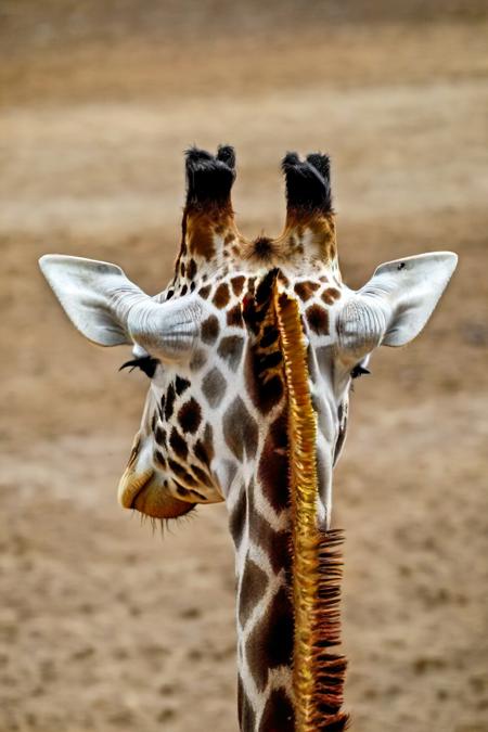 a photo shot in the point of view from the back of a a giraffe's head close-up on the lower side of the shot, cropped, showing a big rodeo above <lora:HeadPOV_from_behind_vk1-000018:0.85>, natural lighting, 4k, high quality, Fujifilm XT3