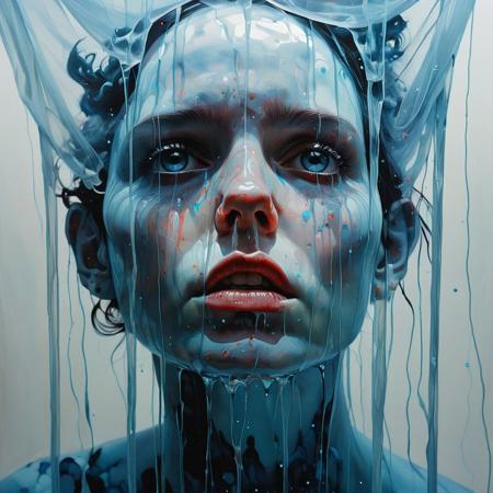 the inner strange is hidden behind curtains of failure and fear by Conrad Roset, Brandon Kidwell, Andreas Lie, Dan Mountford, Agnes Cecile, Jeremy Mann, oil and ink canvas, fine art, super dramatic light, amazing depth, hyperdetailed, iridescent water, misty clouds with intense electric energy, masterwork by head of prompt engineering <lora:add-detail-xl:1.3>
