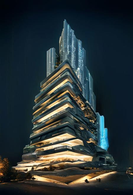 hyper realistic photograph of  a (complex architectural science fiction structure:1.4) by Jeff Easley and Boris Vallejo, (dazzling , luminar , masterful:1.4), medium full shot, poster art, bold lines, hyper detailed, expressive,  award winning,  dark limited color palette, high contrast, depth of field, (intricate details, masterpiece, best quality:1.4),
directional lighting, looking at viewer, dynamic pose, wide angle view,
industrialbuilding, stacked, great lighting, extremely detailed
