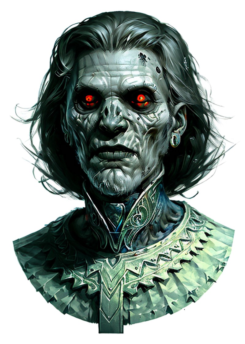 rpp, portrait of an undead zombie, illustration, concept art <lora:dnd_portrait:0.9>