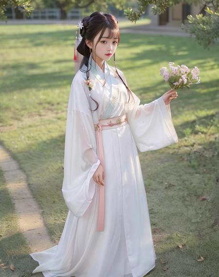 (8k, RAW photo, best quality, masterpiece), (realistic, photo-realistic),best_quality,head,original_outfit,hanfu,clear details,masterpiece, best_quality, clear details,1girl,Chinese park background,cowboy shot, <lora:hanfu2.1:0.6>, <lora:japaneseDollLikeness_v10:0.2>,(full body,Perfect hand, Jin Dynasty, Jin clothing:1.2),