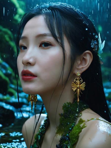 Masterpiece, High Details, HD, 8K, Photorealistic, perfect, ,realistic, Skin Textures, High Resolution, stunning beautiful,mafanshu woman,jewelry,earrings, as a battle angel dangerous, in A land full of slime moss stagnant water and insects under colored water at night, cinematic lighting, dramatic atmosphere, (by WLOP and Ross Tran:1.33) and alphonse Mucha and artgerm✨✨✨ whilst watching your view along any beautiful natural cinematic sky from the<lora:mafanshu_ej_JuggXL_1-000020:0.6>