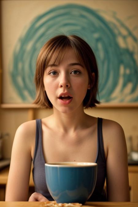 masterpiece,best quality,highly detailed,detailed background, film grain,colorful,Expressiveh,Cinematic Lighting, th3rm4l,colorful,hand person, , kirby, solo, open mouth, blue eyes, food, no humans, sparkle, bowl, noodles, food focus, ramen, cup ramen, kirby \(series\)
