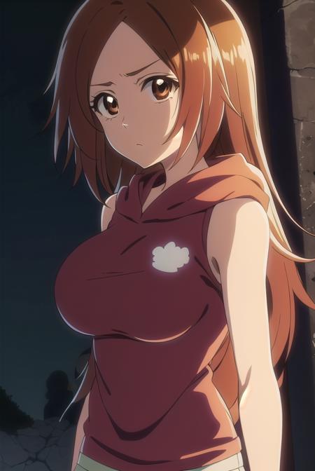 inoueorihime, <lora:inoueorihimeTBWtest:1>,
inoue orihime, long hair, orange hair, (brown eyes:1.5), (large breast:1.2),
BREAK sthighhighs, shorts, sleeveless, hood, hoodie, pink hoodie,
BREAK looking at viewer,
BREAK outdoors,
BREAK <lora:GoodHands-vanilla:1>, (masterpiece:1.2), best quality, high resolution, unity 8k wallpaper, (illustration:0.8), (beautiful detailed eyes:1.6), extremely detailed face, perfect lighting, extremely detailed CG, (perfect hands, perfect anatomy),