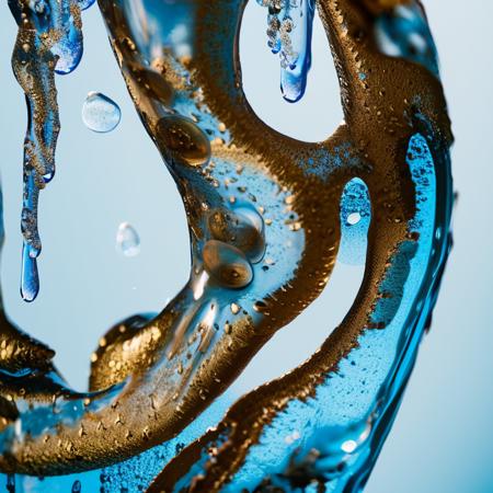 a close-up painting of a water fountain with a blue sky in the background and water droplets on the bottom of it, and a blue sky in the background, art by waterworksv2