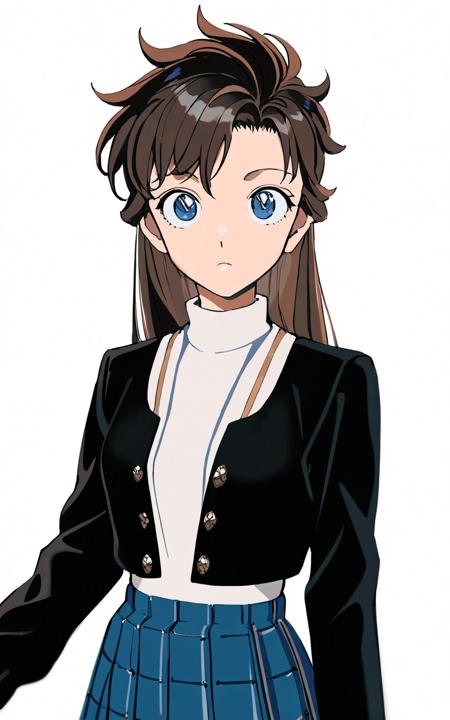 zsqz, (qinshan artist style:1.1), 1girl, solo, long hair, brown hair, blue eyes, school uniform