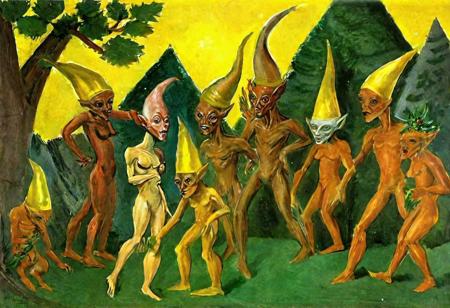 p1c4ss0, rosewell alien crashing a party with world leaders wearing yellow christmas hats, 1908 Dryad