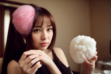 1girl, chibi,eat cotton candy