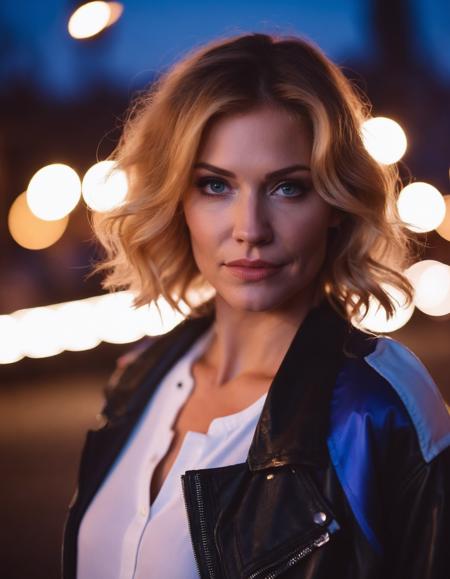 cinematic photo professional fashion close-up portrait photography of a beautiful ((ohwx woman)) in the city at night, Nikon Z9, bokeh   <lora:triciahelfer_dh128_v1:1> . 35mm photograph, film, bokeh, professional, 4k, highly detailed