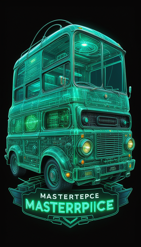 (in ARTIST style:1.4), (masterpiece:1.7), properly positioned, straight, glow emerald neon,
View of van vehicle (science fiction texture, science fiction skin, someplastic, no humans, black background, simple background, english text, emblem, cable, retro, old style, device, wearable item (transparent:2), transparent skin, transparent texture),
(masterpiece:1.8), (highest detailed:1.8), perfectly lighted, (contrast), (saturated), (((sharp focus))),
(hyperdetailed:1.3), (intricate details:1.2), (Refined details:1.3), (best quality:1.5), highly detailed textures, vibrant colors,
(ultra sharp focus:1.8), (detailed skin:1.8), (detailed edges:1.8), (thin lines:1.8), (best quality:1.8),
<lora:Apparatus_-_Traction_City_Walkers_Vehicles:0.7>,