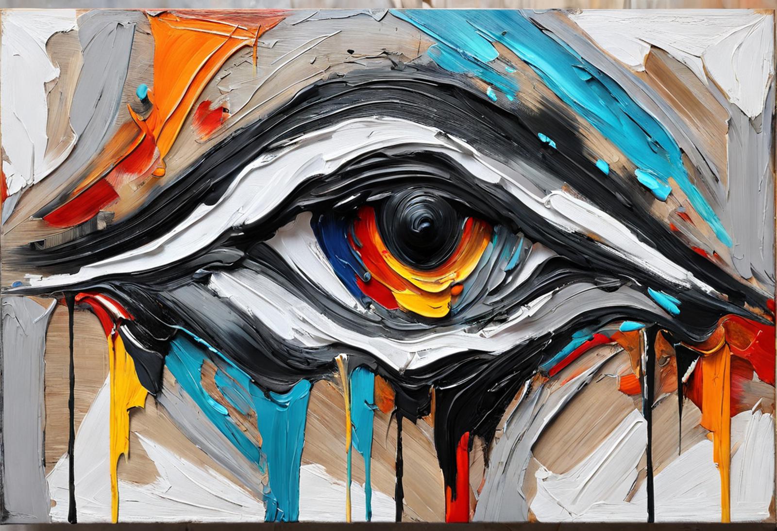 Artistic painting of a face with an eye.