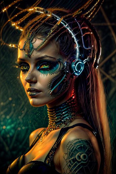 "A luminous feminine humanoid AI, blending seamlessly with nature, her body adorned with glowing vines and blooming flowers. Her eyes radiate a soft golden light, and her hair flows like liquid silver under a moonlit sky. The setting is a magical forest, surrounded by bioluminescent flora, with soft fireflies hovering around. Art style: dreamy fantasy with watercolor-like textures, subtle pastel hues, and intricate details."
NEG_EMBED_STABLE_YOGI_V3, cyberg1gerng, cyberg1gerng face,