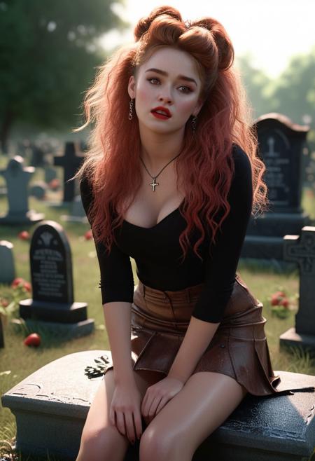 Raw, professional photography, maximum detailed, photorealism, hyperdetailed illustration, highly resolution quality and details, 8k uhd,rating_explicit, a photo , realistic, irl, raw,photorealism, perfect background, Kathryn Newton in a graveyard bye a gothic tombstone, 80's hair, frizzy big hair, red highlights in brown hair, 80's mini skirt, heels, beautiful eyes, eyes closed, realistic, outstanding, detailed lighting, telephoto lens, facing viewer, posed seductively,looking at camera, view from the side sweaty face, sweaty skin, undressed, detailed background, Perfect Hands, perfect feet,thick dark eye makeup, eye shadow, strawberry lipstick, <lora:Perfect Hands:1.2><lora:add-detail-xl:1> by Lisa holloway
Hide