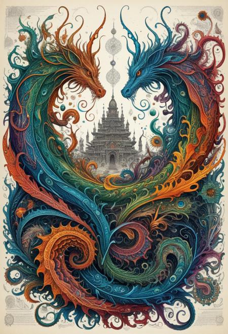 Finely detailed vector illustration, biological observations , ultra realistic quality, interwoven pattern, white background, hyperdetailed, intricately detailed,  triadic colors,fantastical,intricate detail,splash screen,complementary colors, fantasy concept art, 8k resolution, masterpiece, ink on old paper, calligraphy,